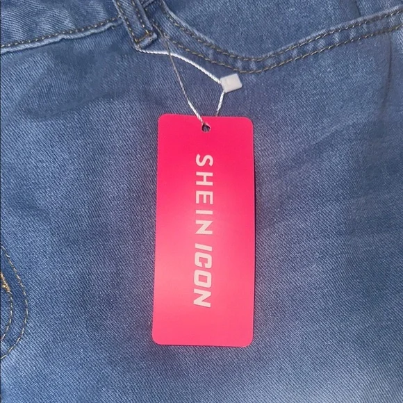 NWT SHEIN ICON Asymmetrical Denim Skirt with Distressed Hem Waist Size 30 - Picture 4 of 7